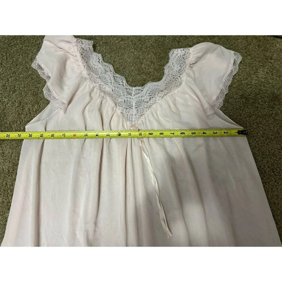 Vintage MISS ELAINE Pink Flutter Sleeve Full Length Nightgown MEDIUM READ USA - Picture 11 of 11